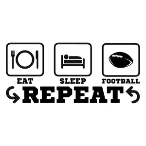 Eat Sleep Football Repeat Wall Decal - Gift for Football Player