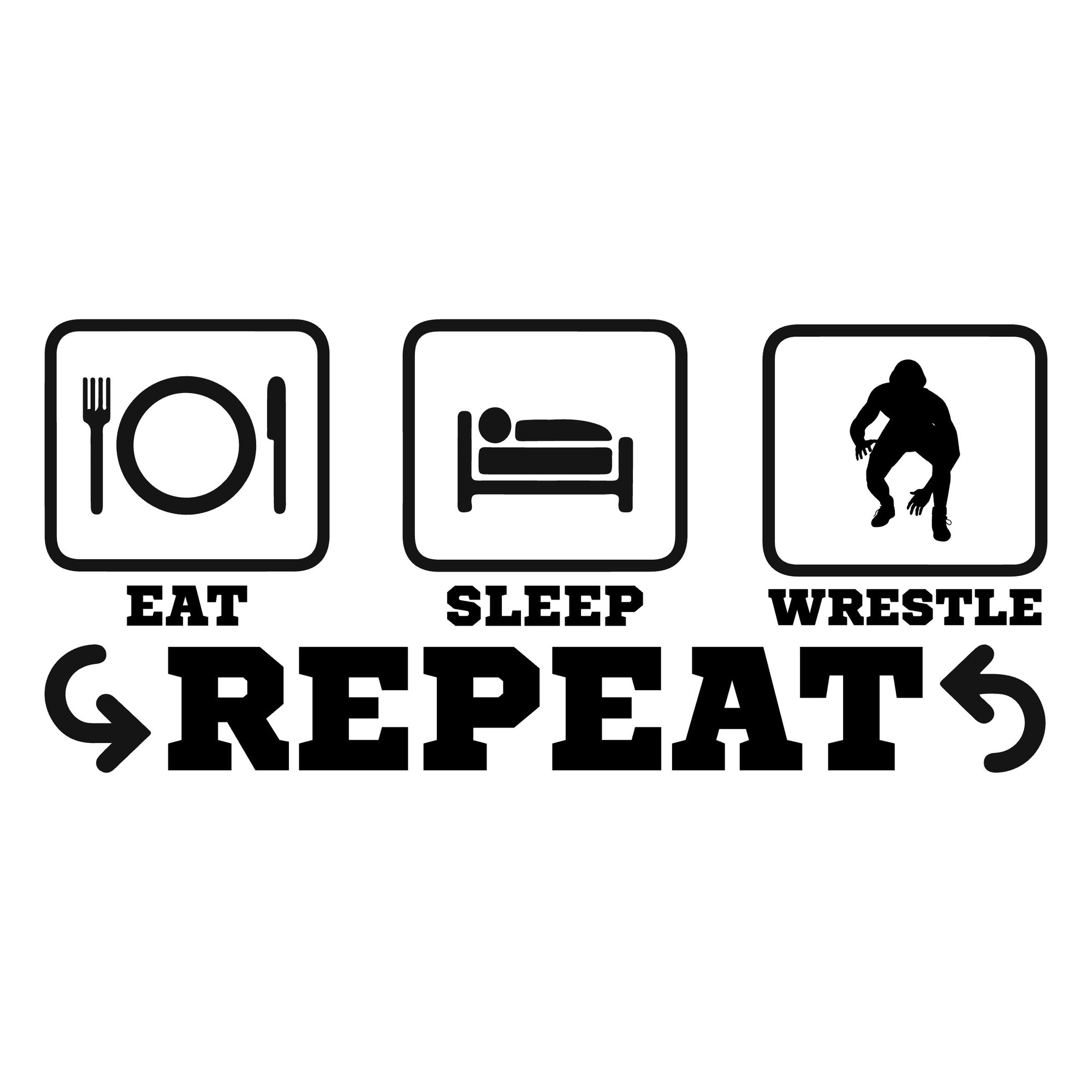 Eat Sleep Wrestle Repeat Wall Decal - Gift for Wrestler