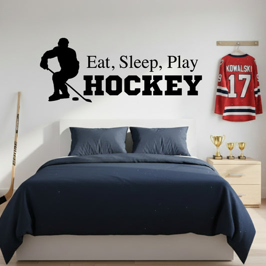 "Eat Sleep Play Hockey" Wall Art Vinyl Decal