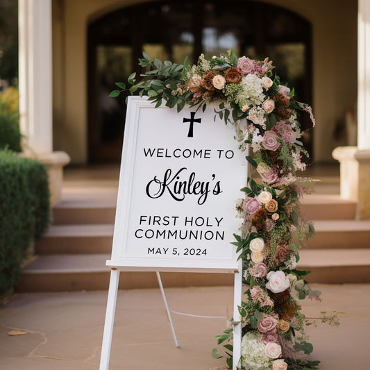 First Holy Communion Welcome Sign Decal, Catholic Party Decoration