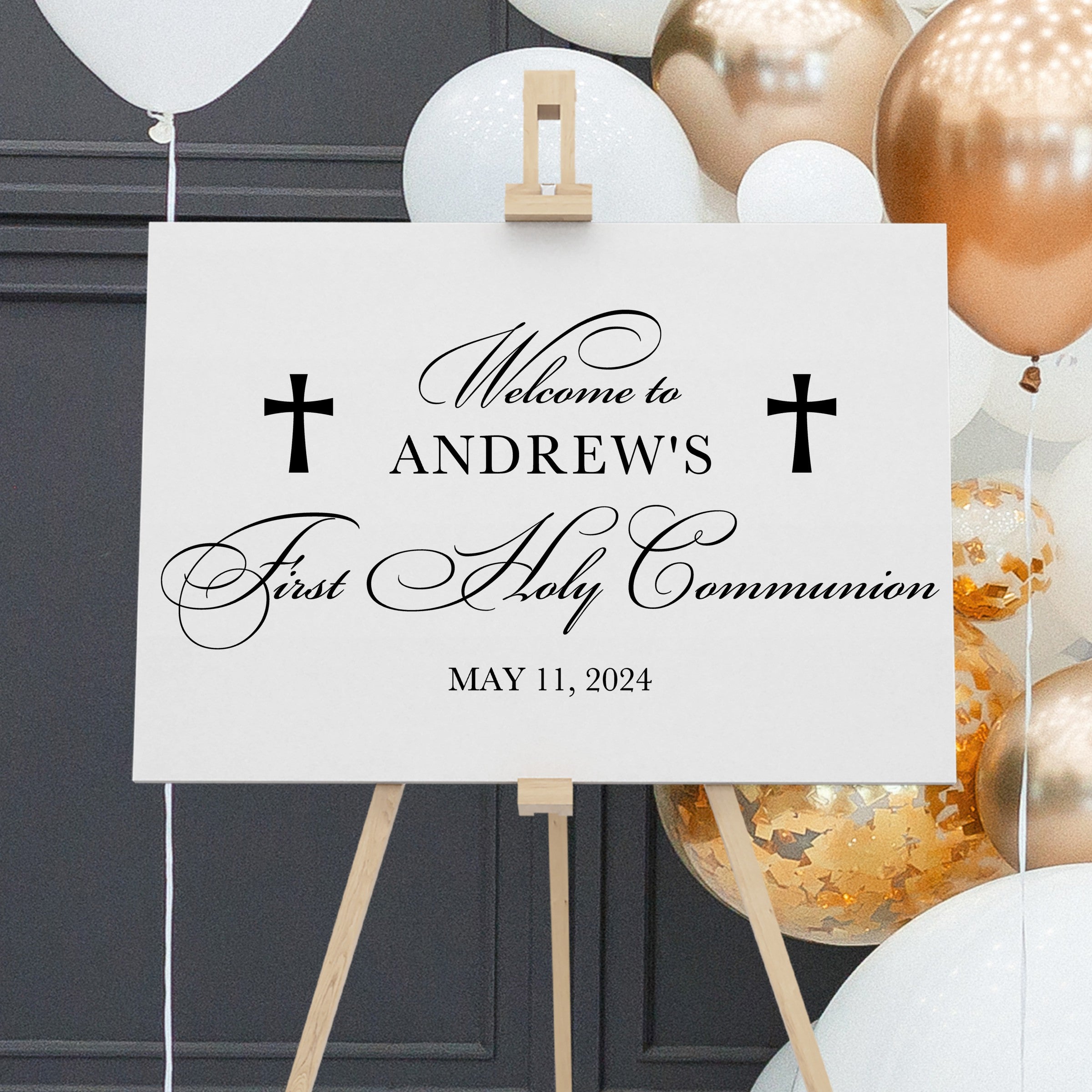Communion Post Sign First Communion Party Welcome Sign Sticker, First Eucharist Celebratio ...