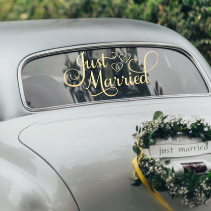 Just Married Car Decal | 24" W x 12" H | Gold