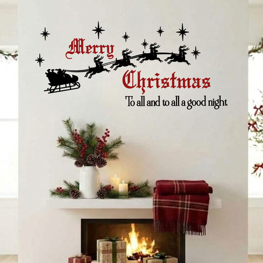 Merry Christmas to All Wall Decal – Vintage Santa & Reindeer