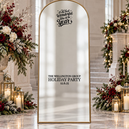 Most Wonderful Time of the Year Christmas Mirror Decal, Custom Holiday Party Sign
