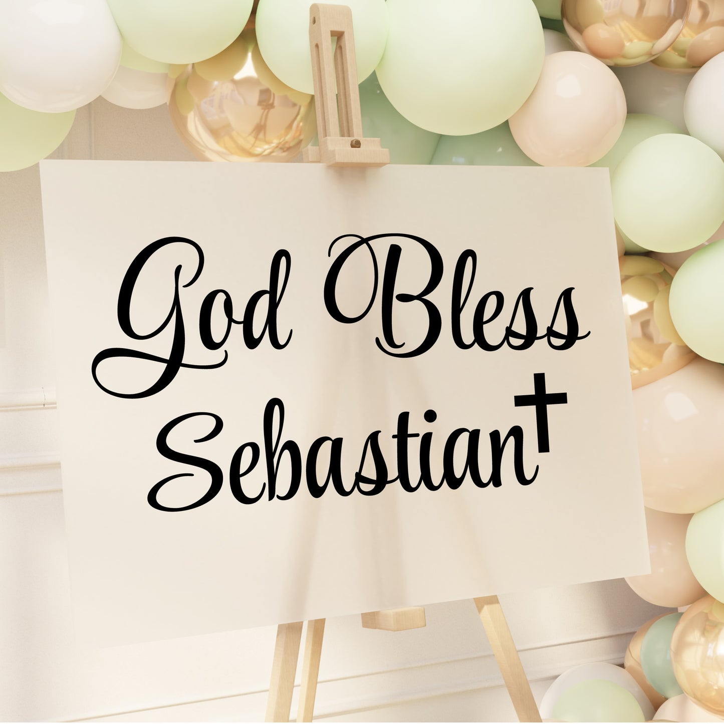 Personalized "God Bless" Vinyl Decal for Party Backdrops