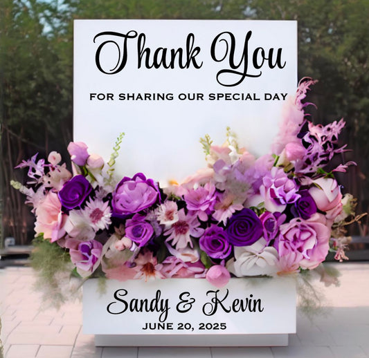 Thank You Wedding Flower Box Decal – Personalized Vinyl Lettering