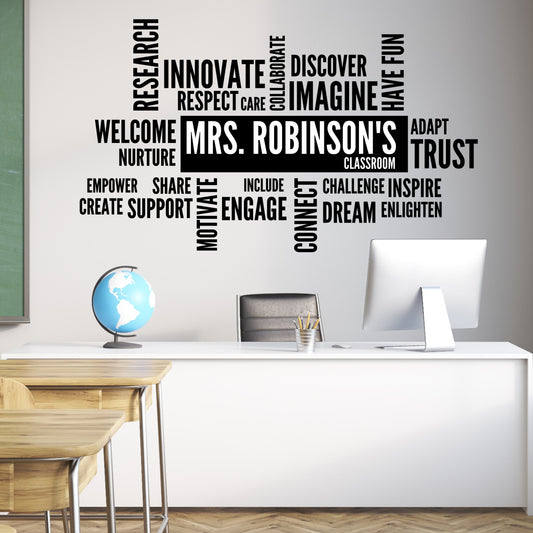 Customizable Classroom Word Art Wall Decal for Teachers