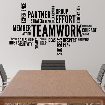 Teamwork Vinyl Wall Decal | 48" W x 28" H | Black