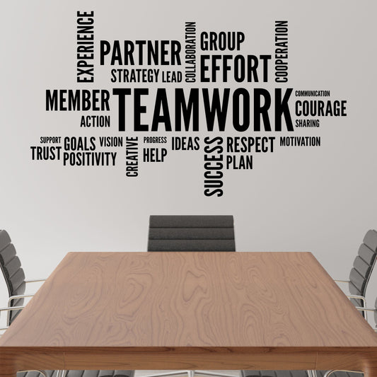Teamwork Vinyl Wall Decal | 48" W x 28" H | Black