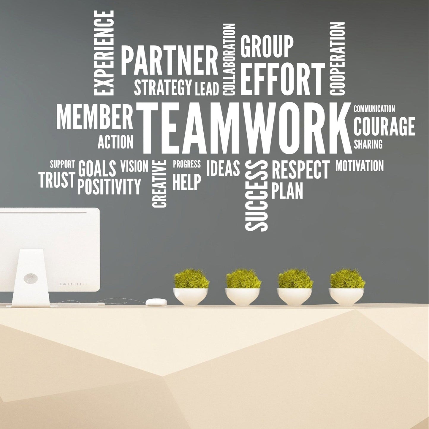 Teamwork Vinyl Wall Decal | 48" W x 28" H | White