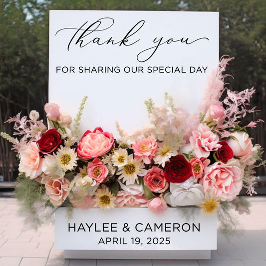 Wedding Thank You Flower Box Vinyl Decal – Custom Sign Lettering