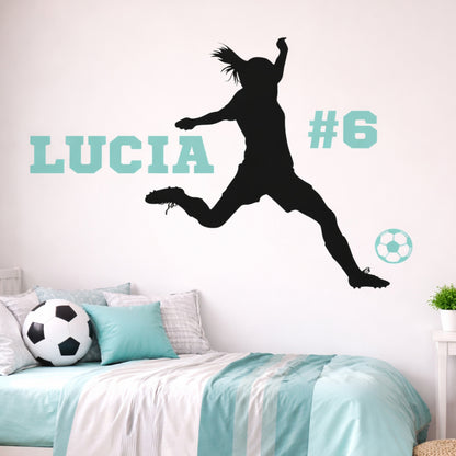 Personalized Soccer Girl Vinyl Wall Decal with Name