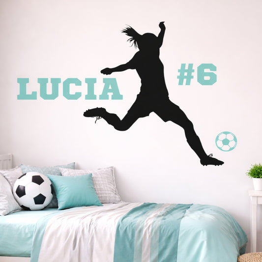 Personalized Soccer Girl Vinyl Wall Decal with Name