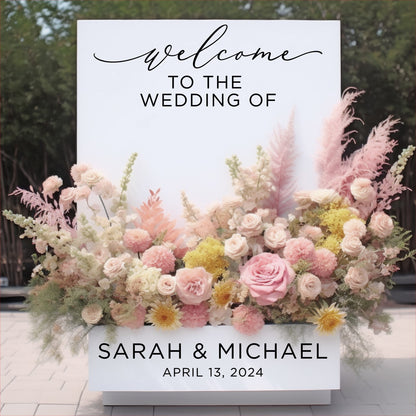 Custom Flower Box Sign Decal for Wedding Sign - Welcome to our Wedding