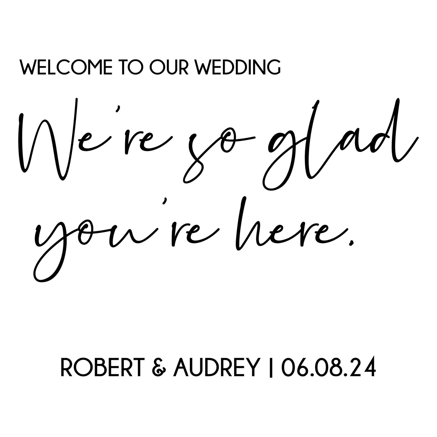 We're So Glad You're Here Wedding Flower Box Sign Decal