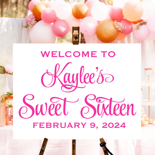 Custom Sweet Sixteen Vinyl Decal - Personalized Birthday Party Sign Decor