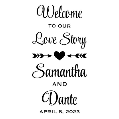 Welcome to Our Love Story Vinyl Decal - Wedding Sign Lettering Custom