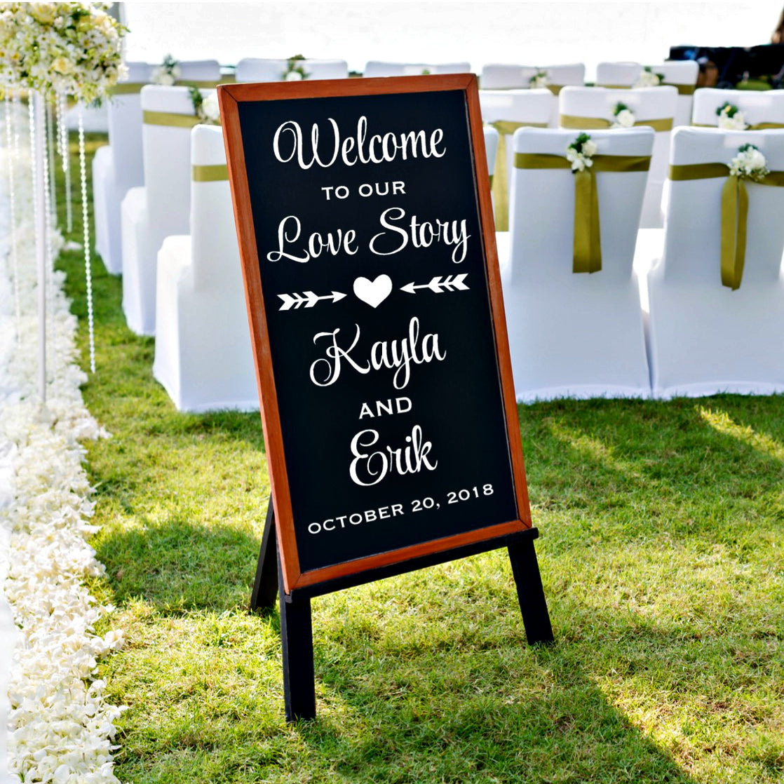 Welcome to Our Love Story Vinyl Decal - Wedding Sign Lettering Custom