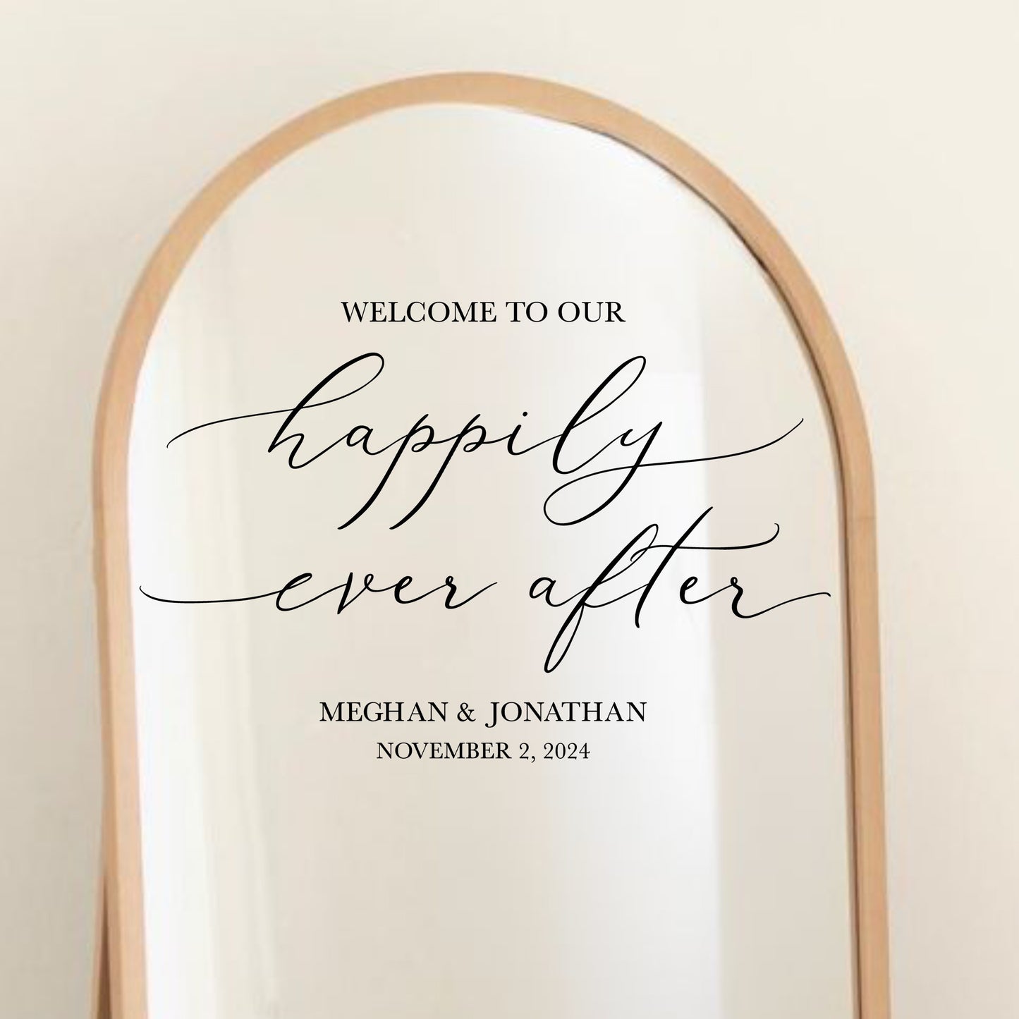 Happily Ever After Sign for Mirror - Custom Wedding Welcome Vinyl Decal