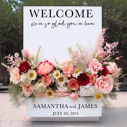 Custom Vinyl Decal for Wedding Flower Box Sign - Personalized Names