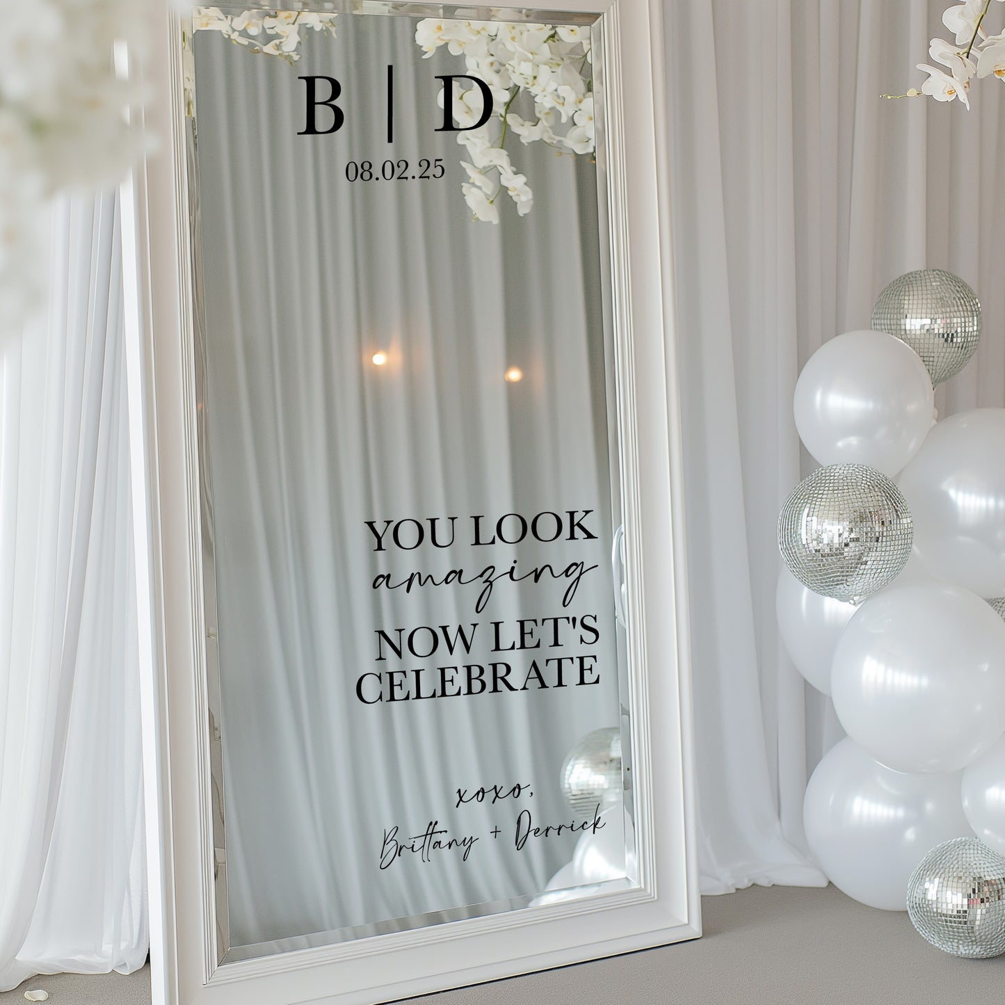 Custom Wedding Mirror Decal – You Look Amazing Now Let's Celebrate