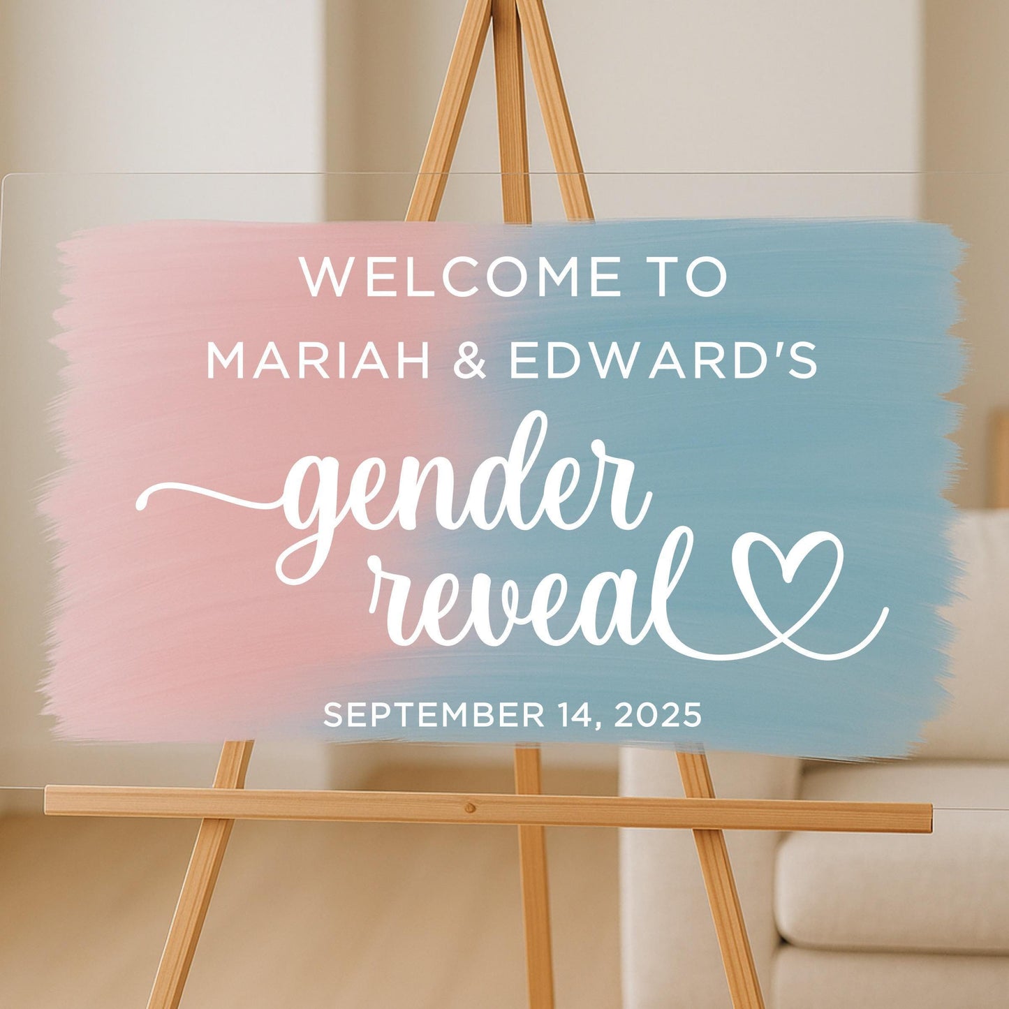 Gender Reveal Decal,  Personalized Vinyl Lettering for Baby Shower Sign with Heart Design