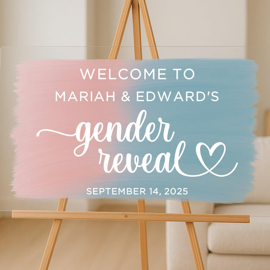 Gender Reveal Decal,  Personalized Vinyl Lettering for Baby Shower Sign with Heart Design