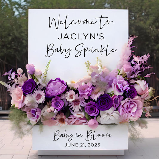 Baby Sprinkle Sign Decal, Custom Vinyl Lettering, Flower Box Party Decor