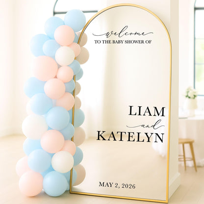 Baby Shower Mirror Decal - Personalized Vinyl Lettering Welcome Sign for Shower Decor