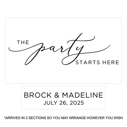 Wedding Mirror Decal, The Party Starts Here Custom Wedding Sign