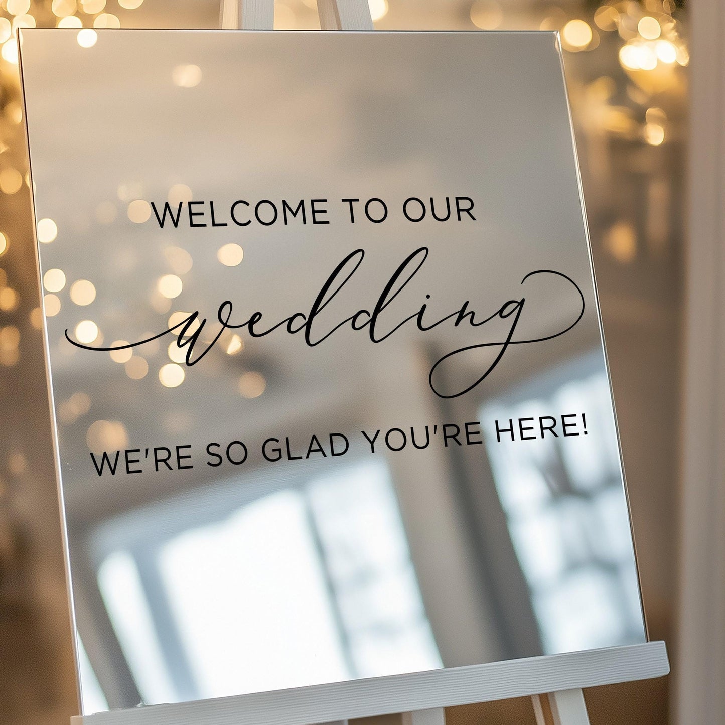 Wedding Welcome Sign - Custom Vinyl Decal for Acrylic, Mirror & Chalkboard Surfaces