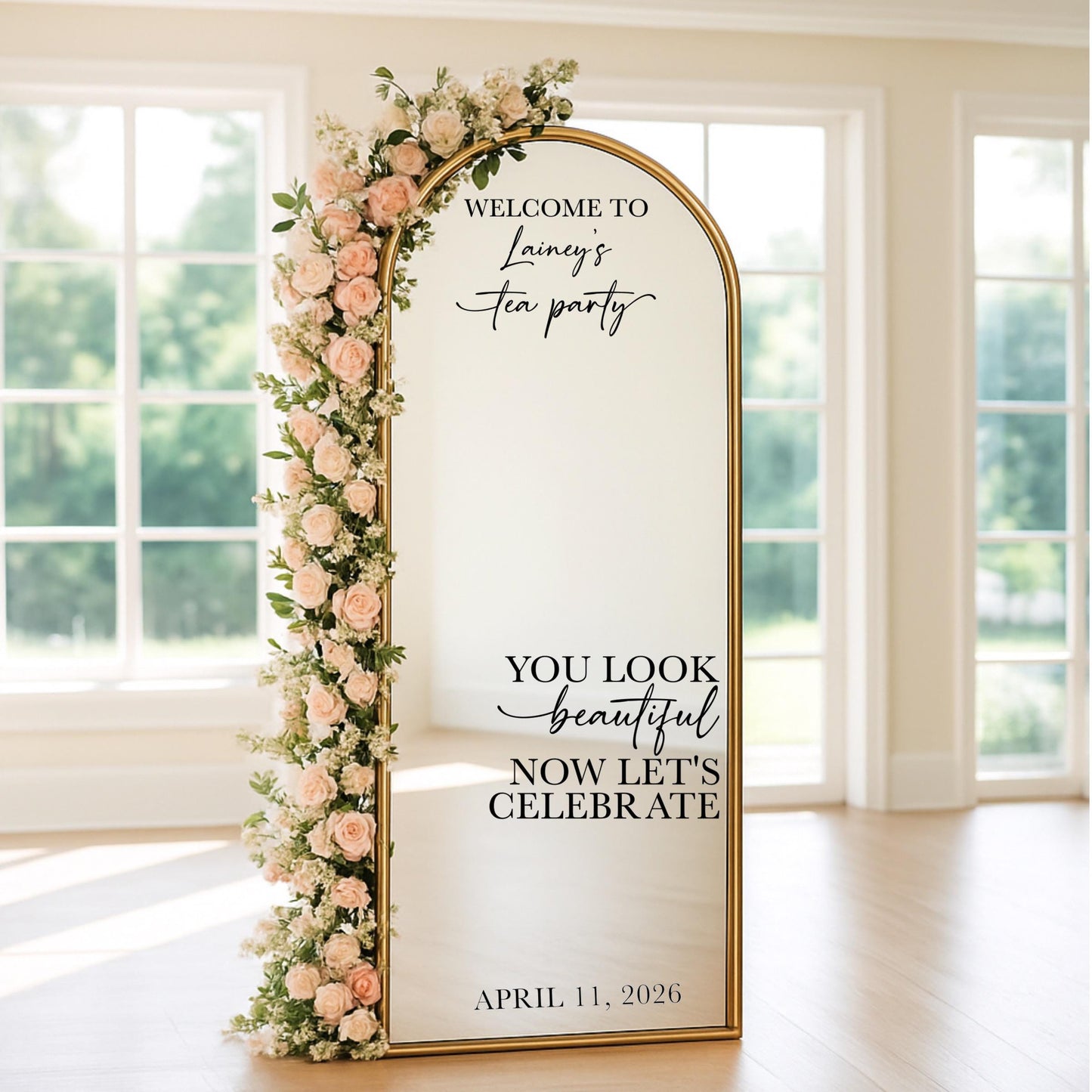 Tea Party Welcome Sign - Custom Vinyl Mirror Decal For Birthday Party