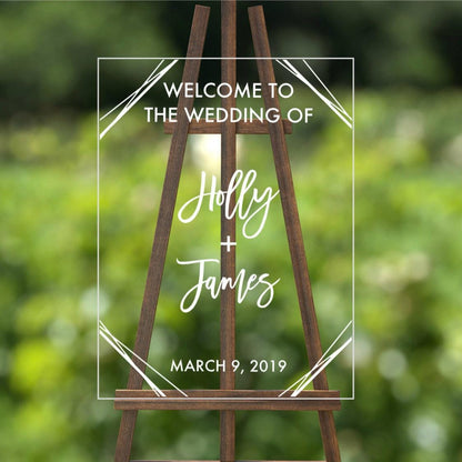 Wedding Welcome Decal, Custom Geometric Vinyl Sign for Glass or Acrylic