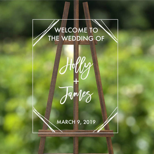 Wedding Welcome Decal, Custom Geometric Vinyl Sign for Glass or Acrylic