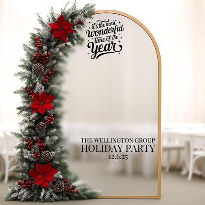Most Wonderful Time of the Year vinyl lettering on mirror