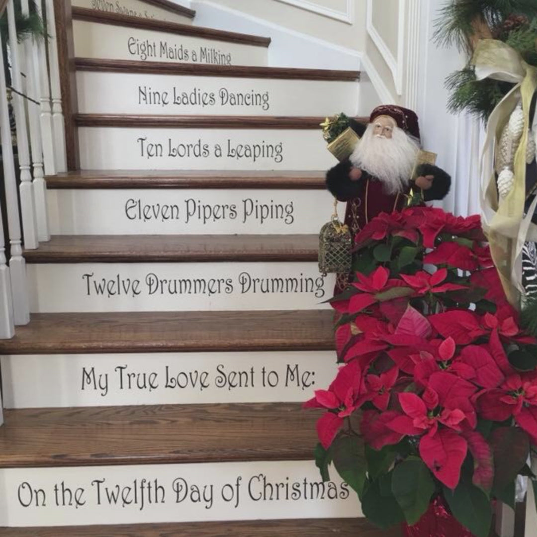 12 Days of Christmas Stair Riser Vinyl Decals Stickers