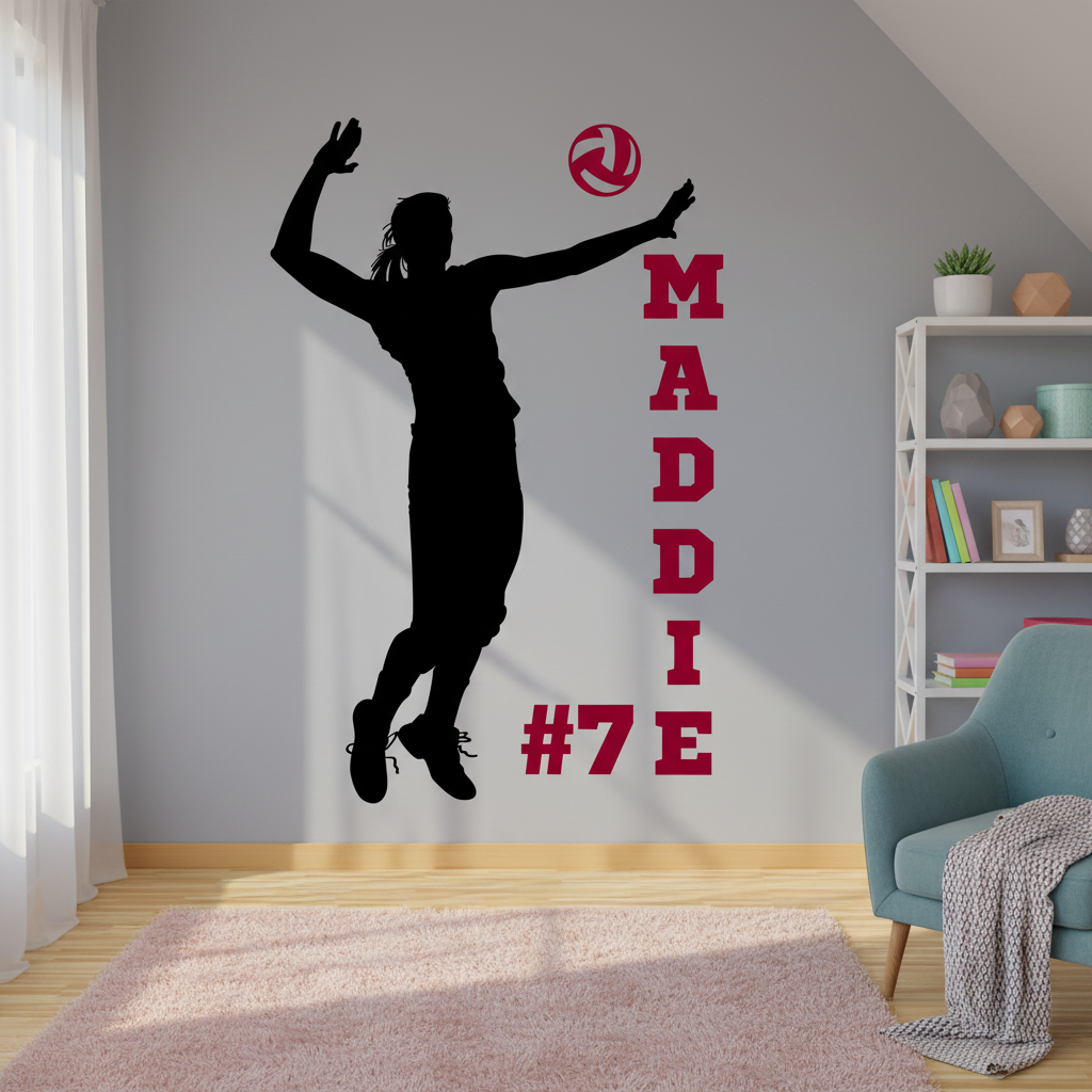 Volleyball Girl Decal in Teen Bedroom