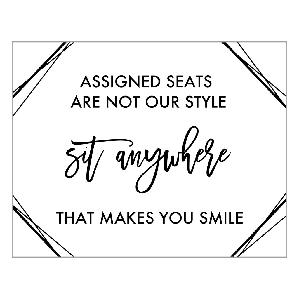 No Seating Chart - Sit Anywhere Wedding Sign - Wedding Decals
