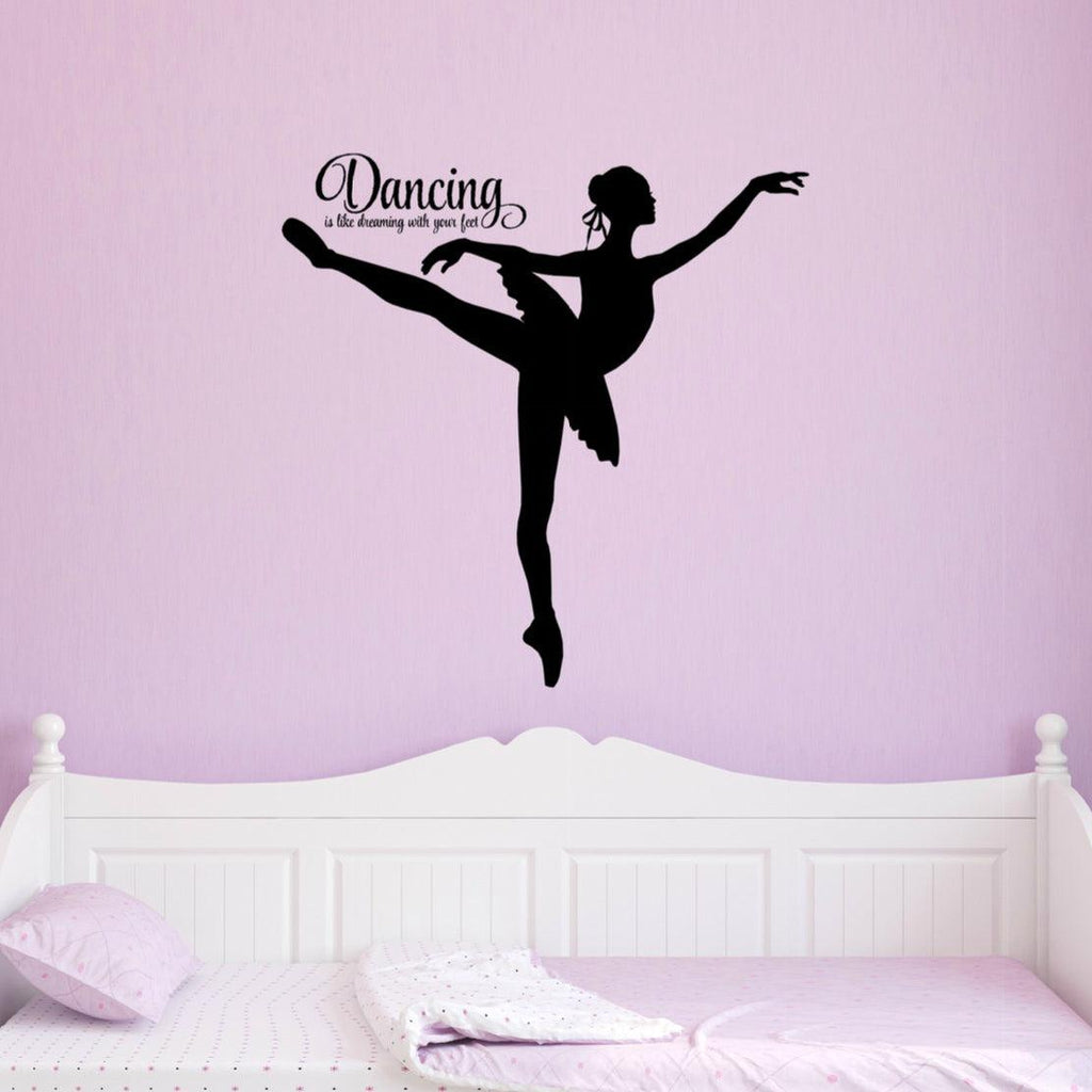 Dancing Ballerina with Inspirational Quote for Girls - Ballet Wall Decal