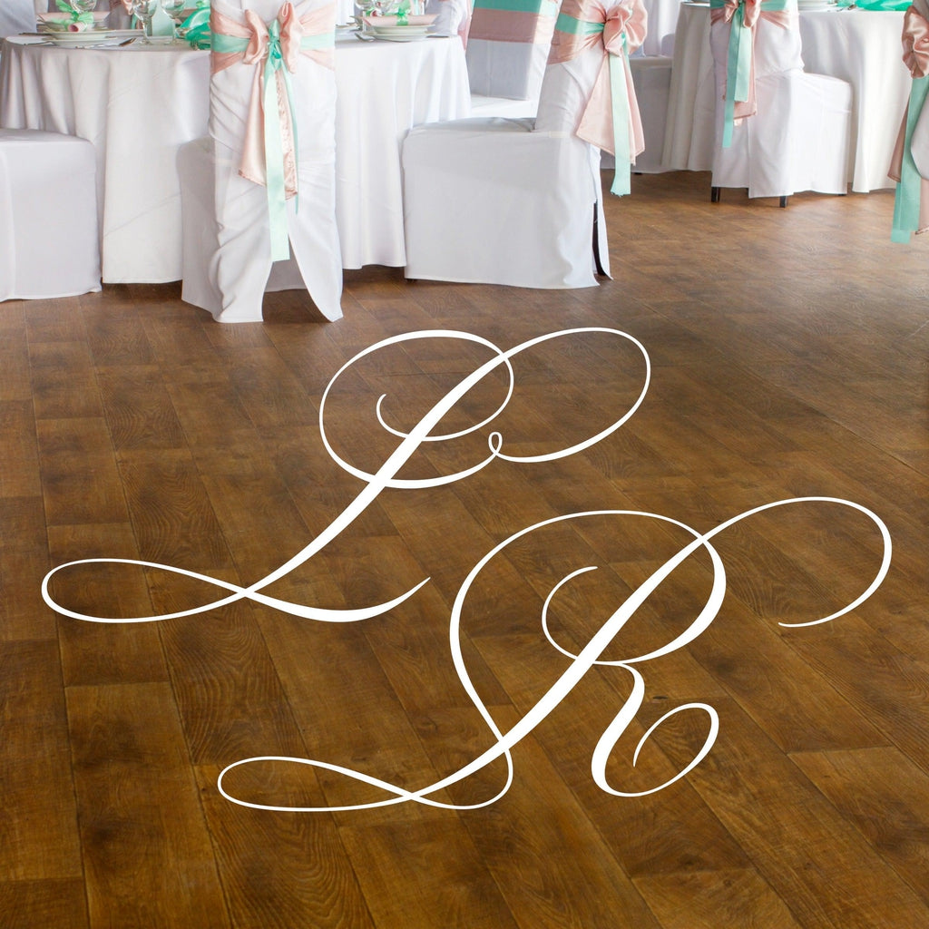Wedding Monogram Dance Floor Decal - Simple Romantic Decor for Wedding Signs