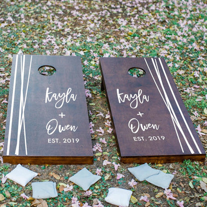 Wedding Cornhole Board Decals - Geometric Style