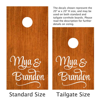 Cornhole Board Decals - Custom Decals for Backyard Wedding Games - Set of 2