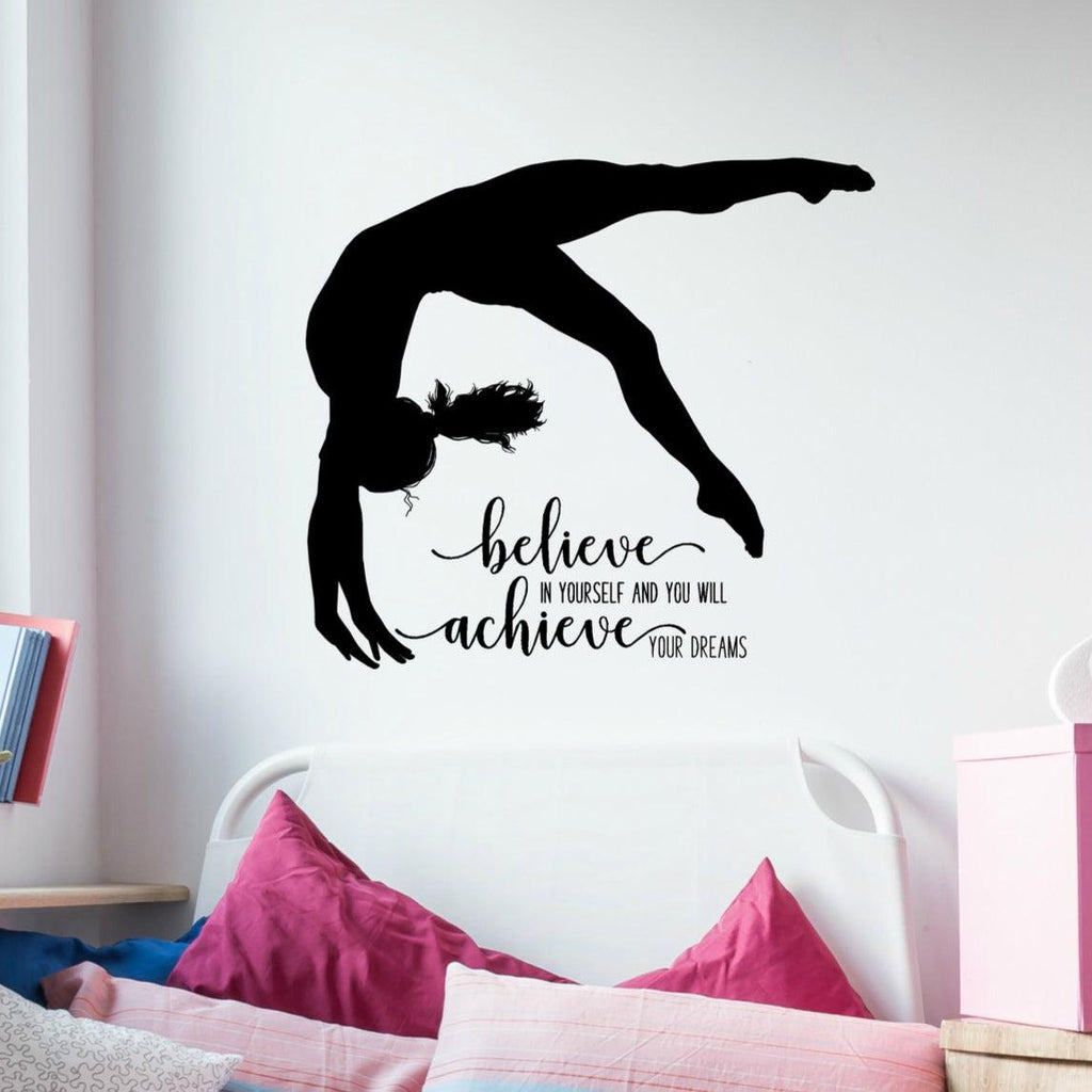 Gymnastics Wall Decals - Inspirational Quotes for Girls - Vinyl Written