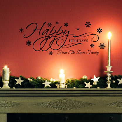 Personalized Happy Holidays Wall Decal Christmas Wall Decor
