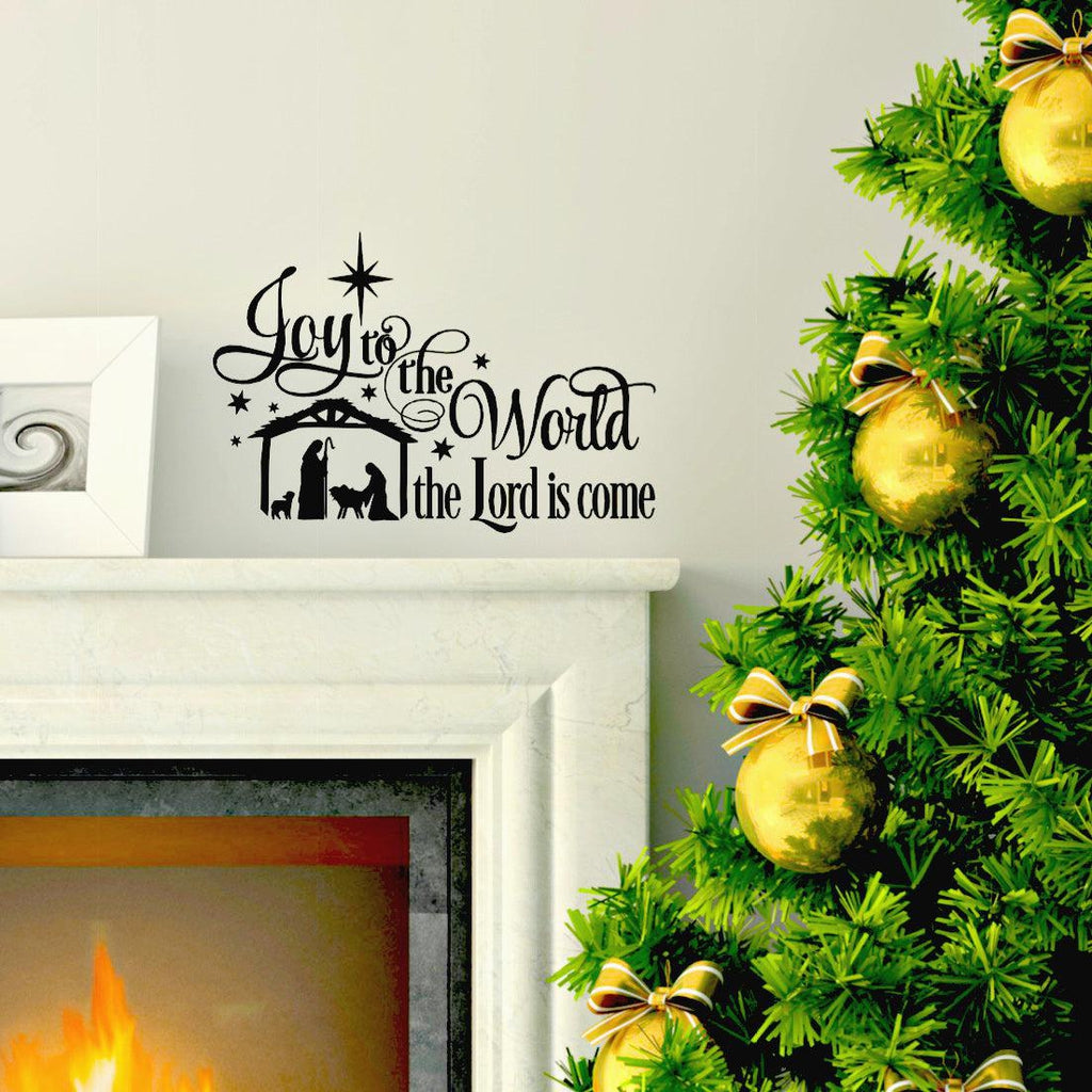 Joy to the World with Nativity Scene Christmas Vinyl Letting Wall Decal