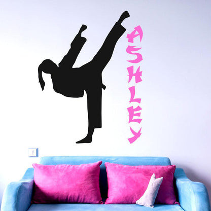 Girls Personalized Karate Martial Arts Vinyl Wall Decal