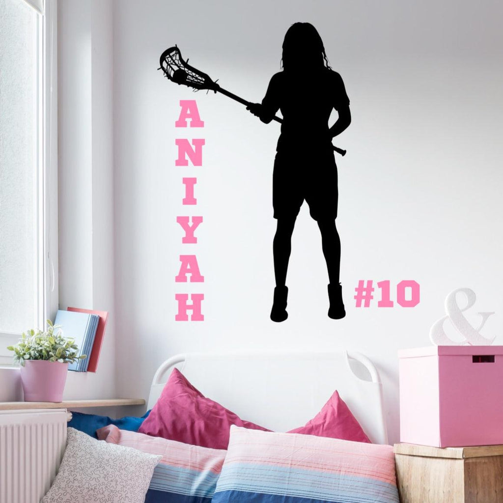 Lacrosse Wall Decal for Girls - Personalized Lacrosse Gift