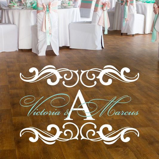 Dance Floor Decoration with Monogram Names for Wedding or Anniversary