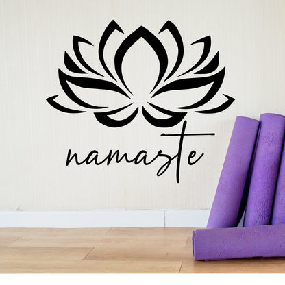 Namaste with Lotus Flower Yoga Decal for Yoga Studio