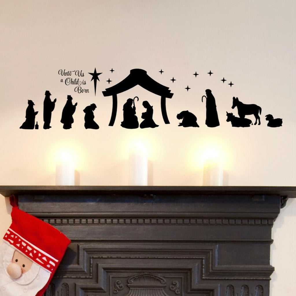 Christmas Nativity Scene Silhouette Wall Decal Sticker Vinyl